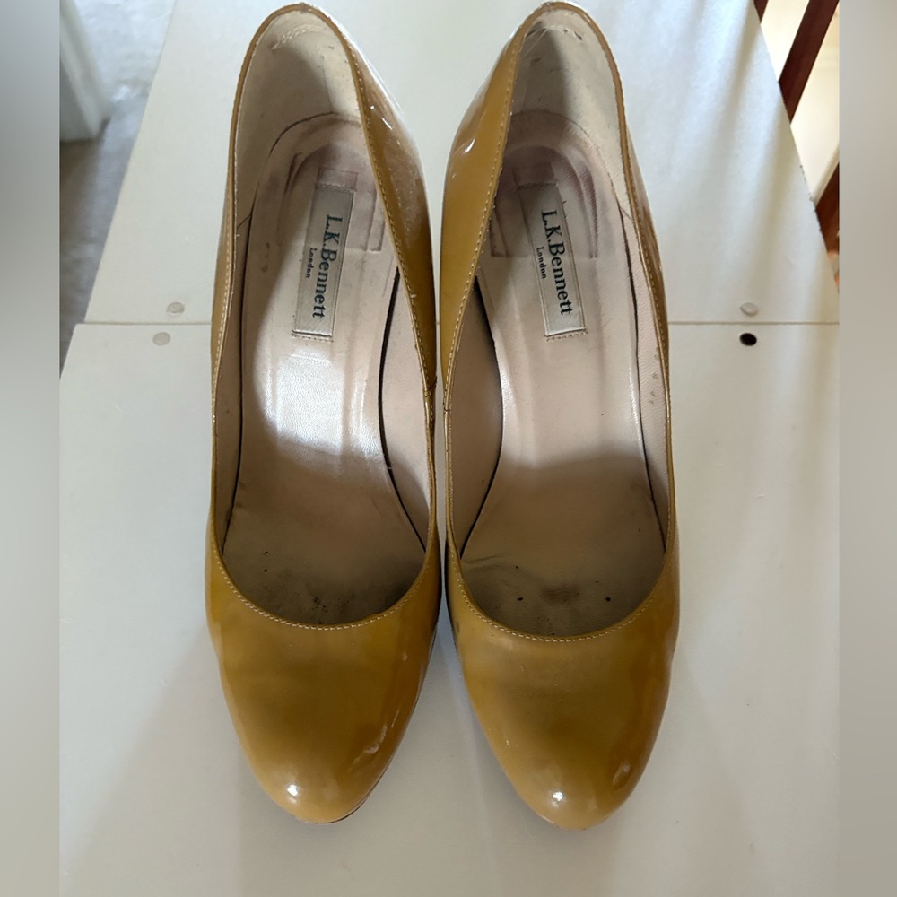 LK Bennett Nude Patent Leather Platform Heels